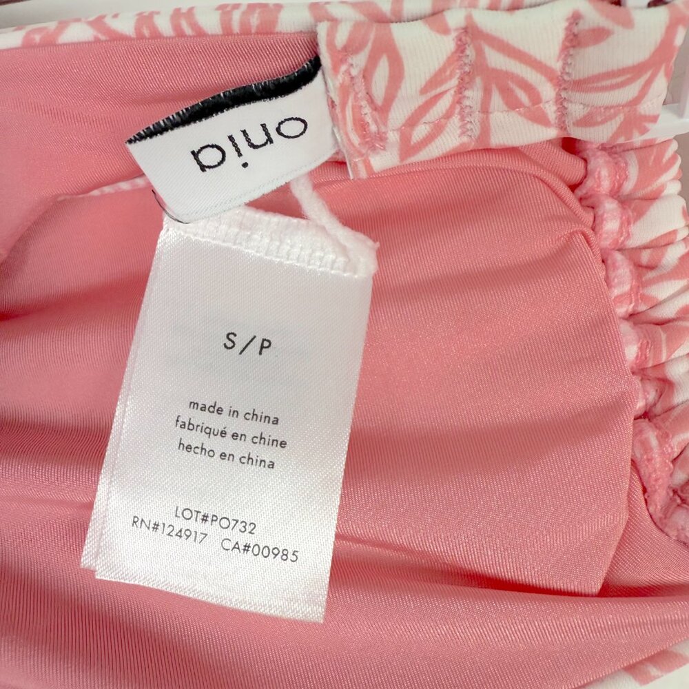 NWOT Onia Genevieve Bikini Top Rosette White Micro Leaves Pink Size Small S NEW - Picture 10 of 11